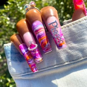 Marble zodiac press on set